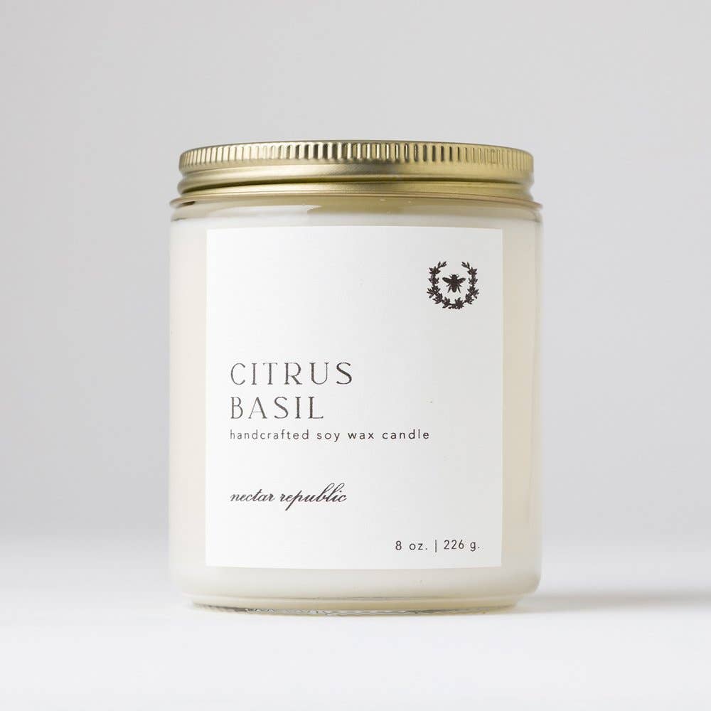 Citrus Basil : Tin Soy Candle ( spring fresh )