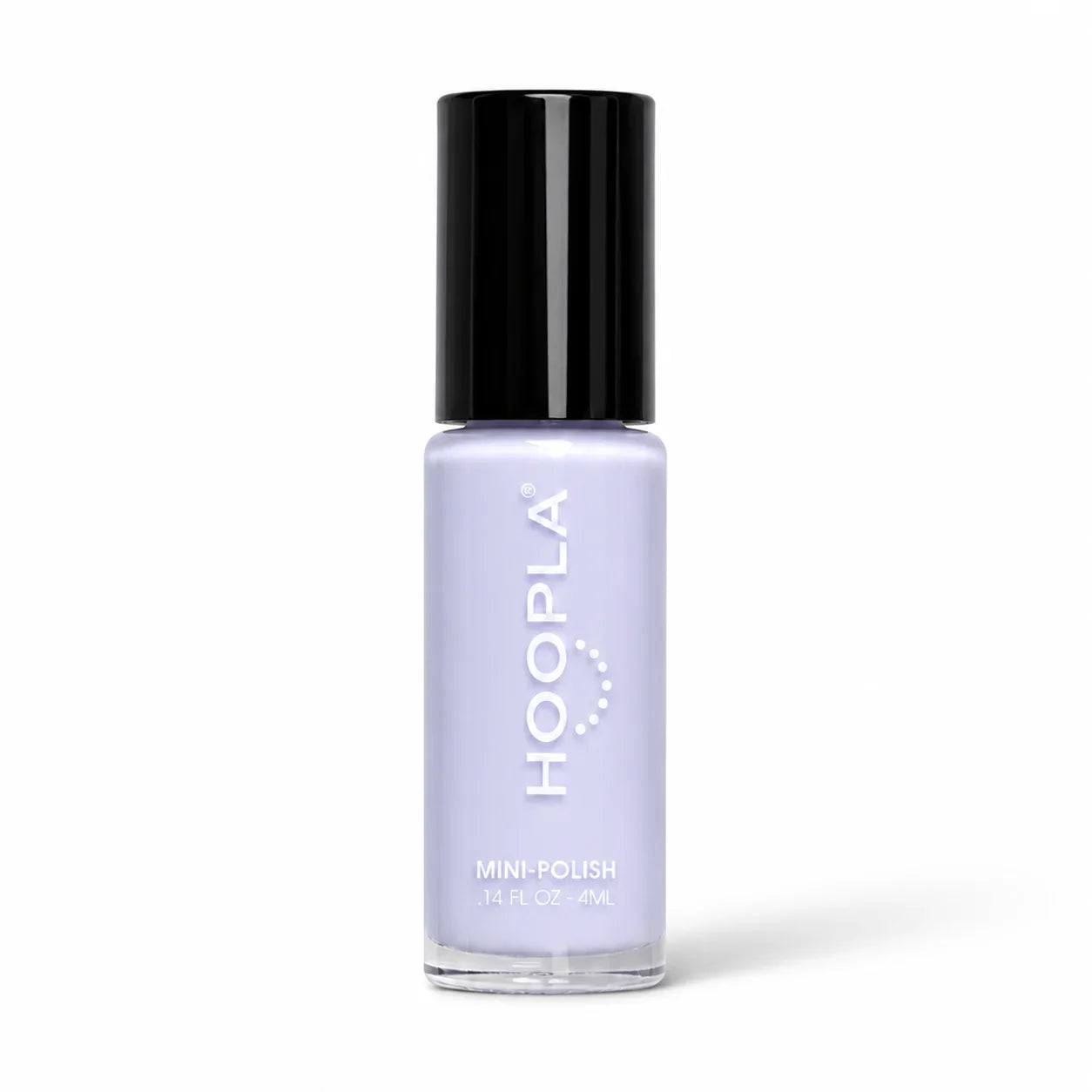 Small lavender nail polish bottle with black cap from the Pocket Polish Set - Classics by HOOPLA, designed for clean beauty and vegan nail treatments.