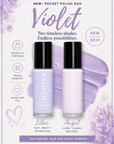 Clean Pocket Nail Polish Duo - Violet featuring two soft lilac shades in portable, travel-friendly mini polish bottles with a clean, classic design for versatile nail looks.